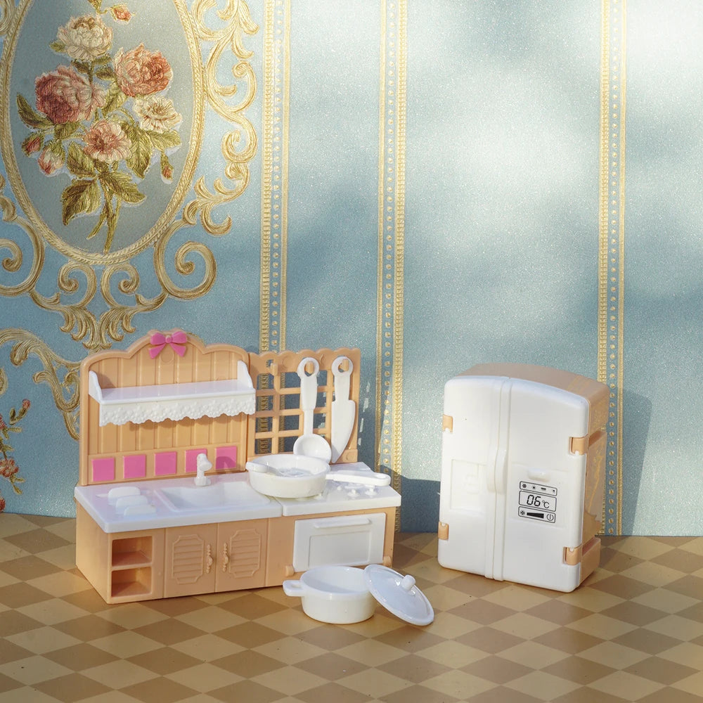 24Pcs Style Brown Miniature DollhouseFurniture Accessory Kids Toy Cute