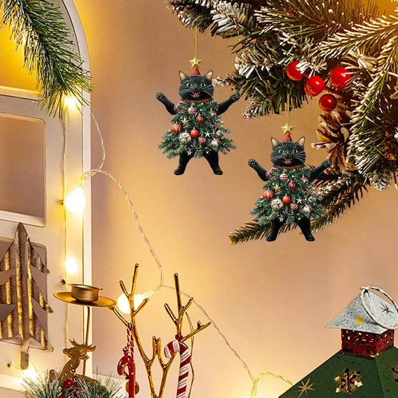 1PC Christmas Tree Pendants Cute Cat Hanging Ornaments for Car