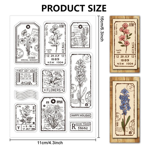 1pc Plant Labels Clear Stamps Flower Silicone Stamps for Crafting