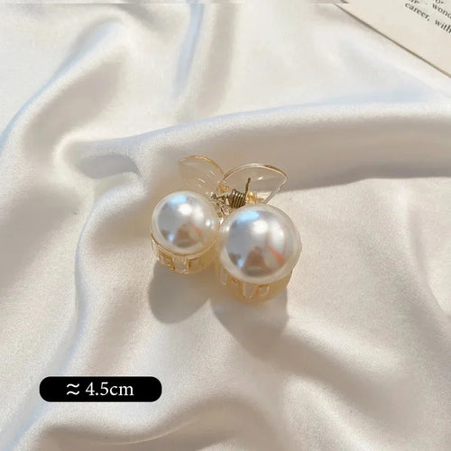 Vintage Pearl Clips Set Large Claw Korean Ponytail Big Barrettes Jaw