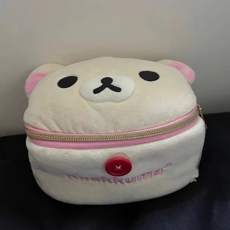 Kawaii Rilakkuma Bear Elliptical Stereoscopic Pencil Bag Portable