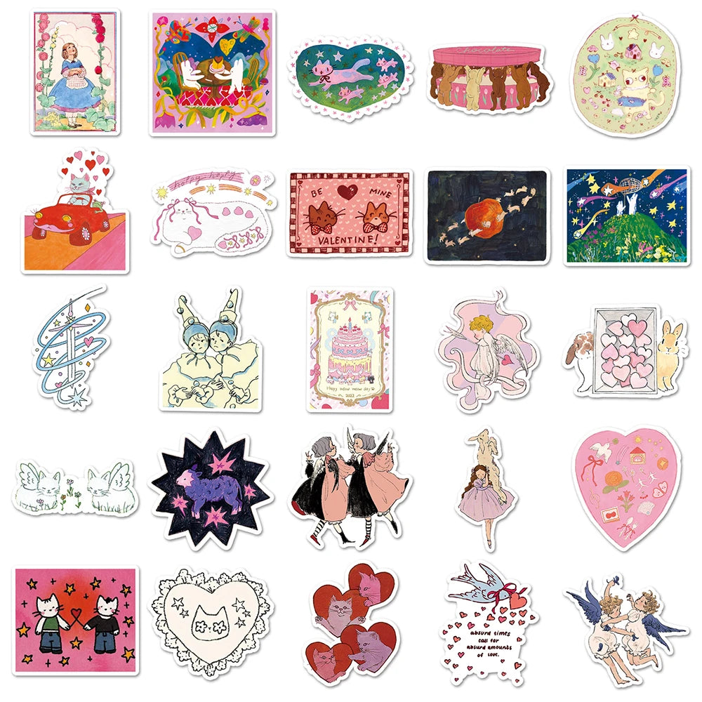 10/30/50pcs Fairy Tale Series Cartoon Aesthetic Stickers Kawaii Girl