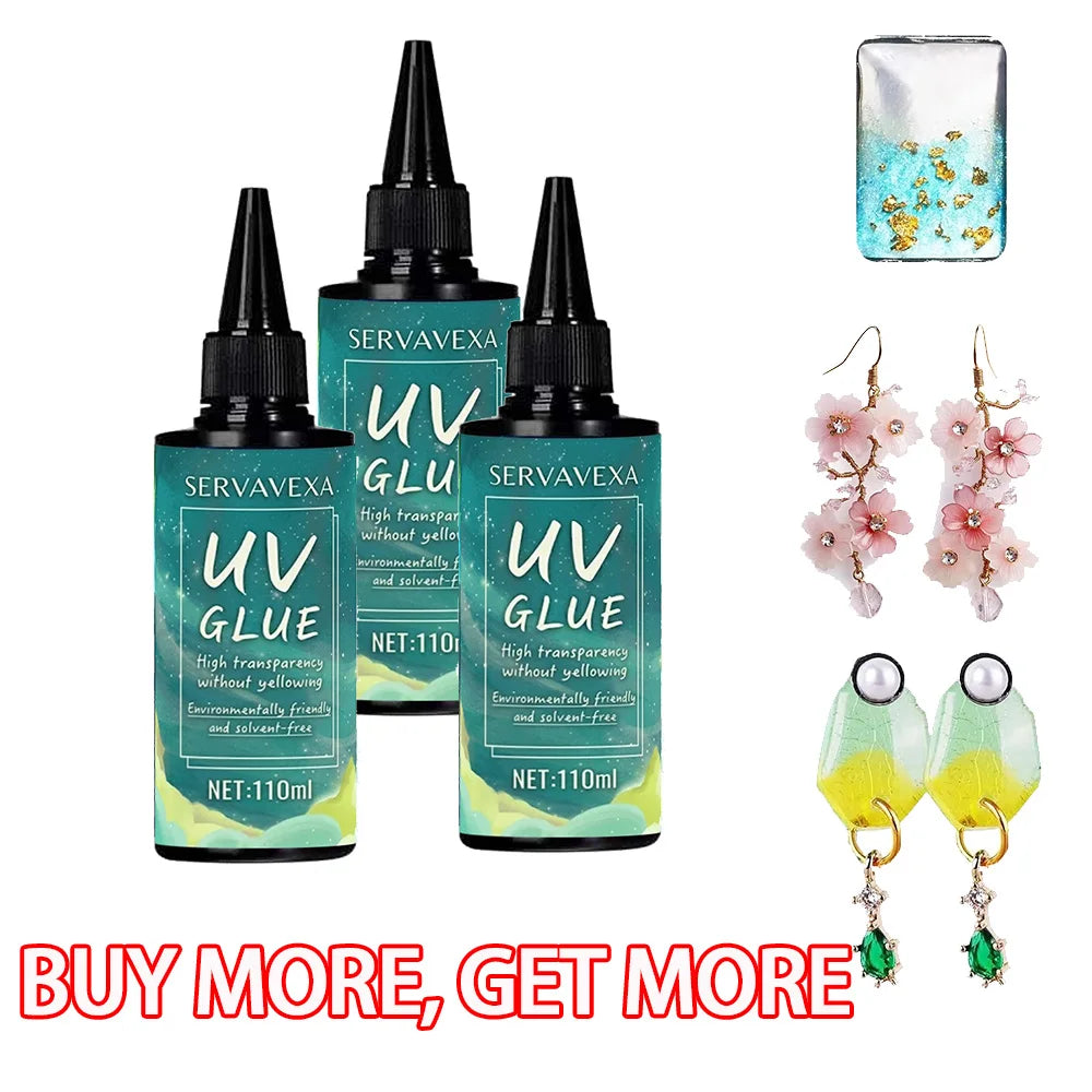 SERVAVEXA UV Resin with Light 110ml, Clear Hard Type UV Glue Bubble