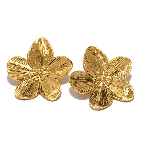 CARLIDANA Flower Stainless Steel Statement Earrings for Women Floral