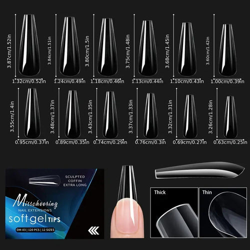 120/140pcs Exquisite box set Almond False Nail Tips Clear Matt Soft