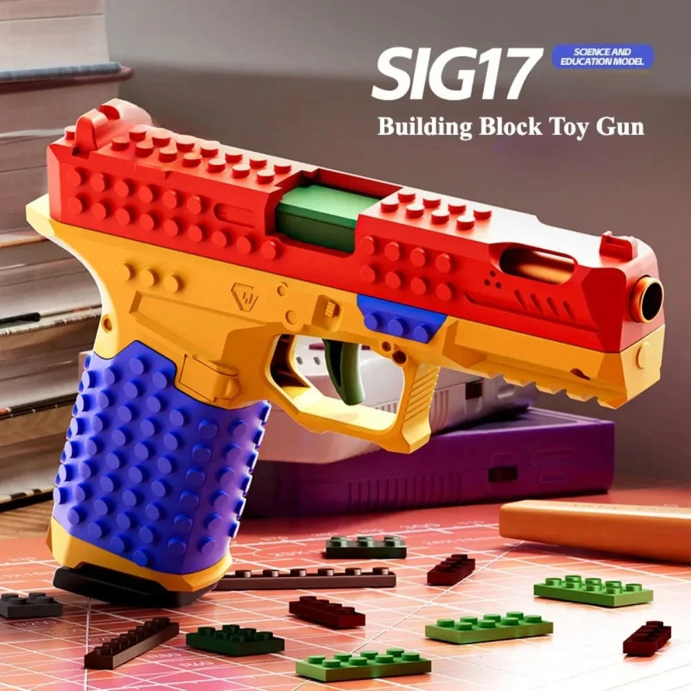 SIG17 Building Block Toy Gun Continuous Firing Blowback Soft Bullet