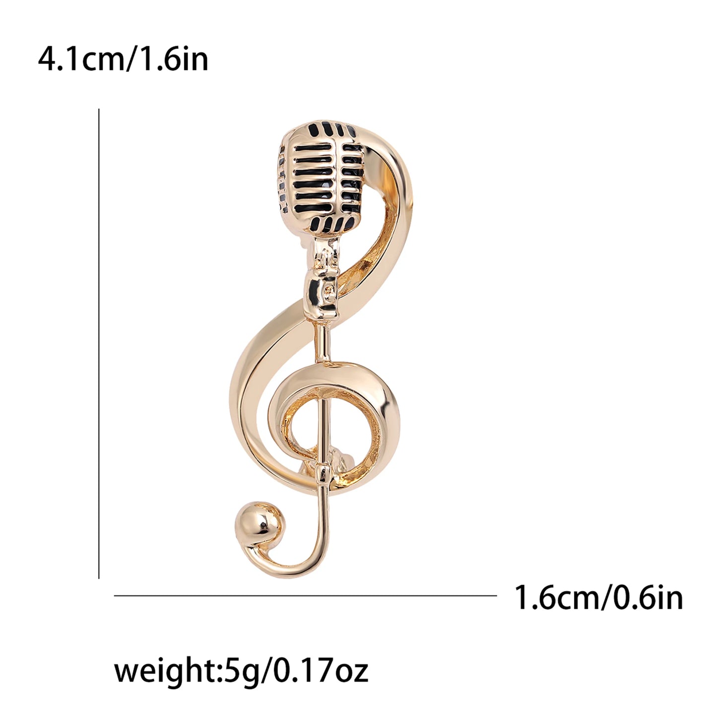 Trendy Smooth Notes Brooches for Women Unisex Music Microphones Pins