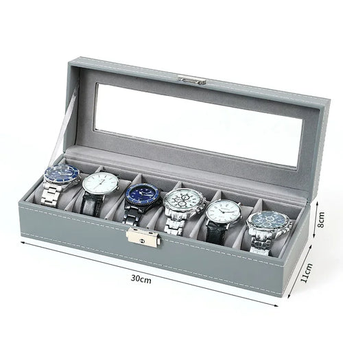 PU Leather watch box 2/3/4/5/6/8/10/12 Slots Watch Display Case For