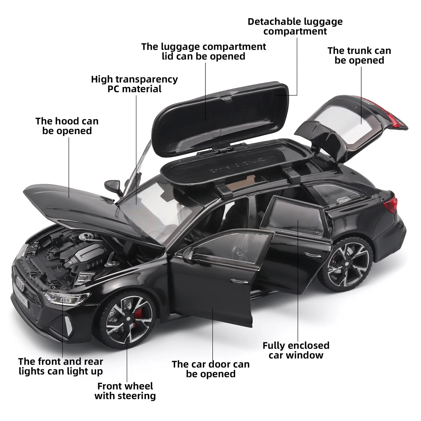 1:32 RS6 Model Car, Black Edition: Customized for Kids Realistic
