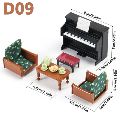 1:12 Miniature Furniture Forest Family Kitchen Toy Dining Table