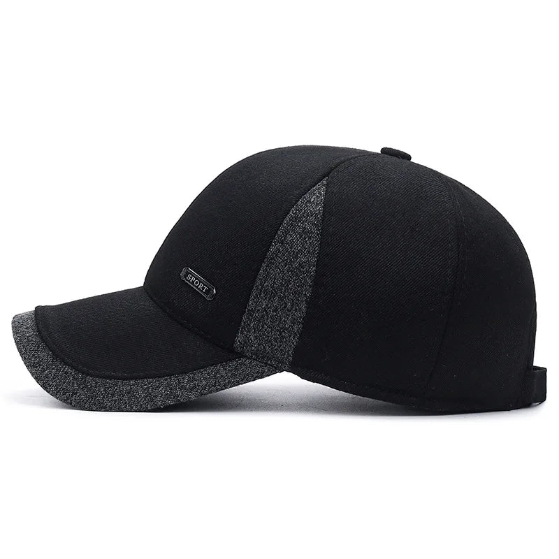 Auturnn Thick Warm Men Winter Baseball Cap With Ear Flaps, Ideal