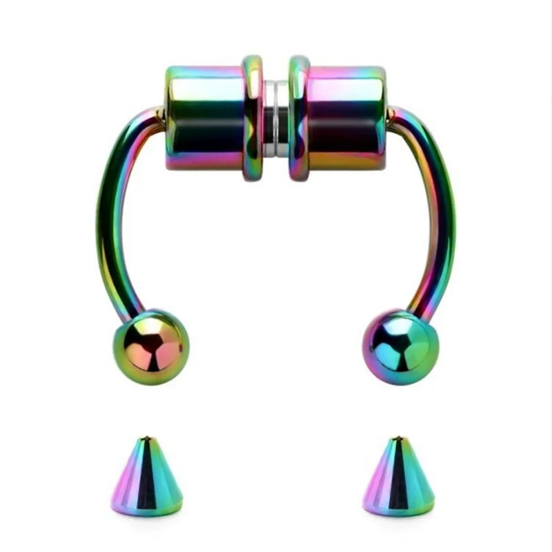 Magnetic Horseshoe Nose Rings, 316L Stainless Steel, Faux Septum