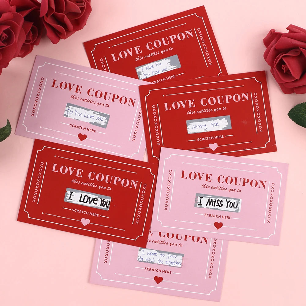 10Pcs/20Pcs Scratch-Off Love Coupons Couple Scratch Off Cards