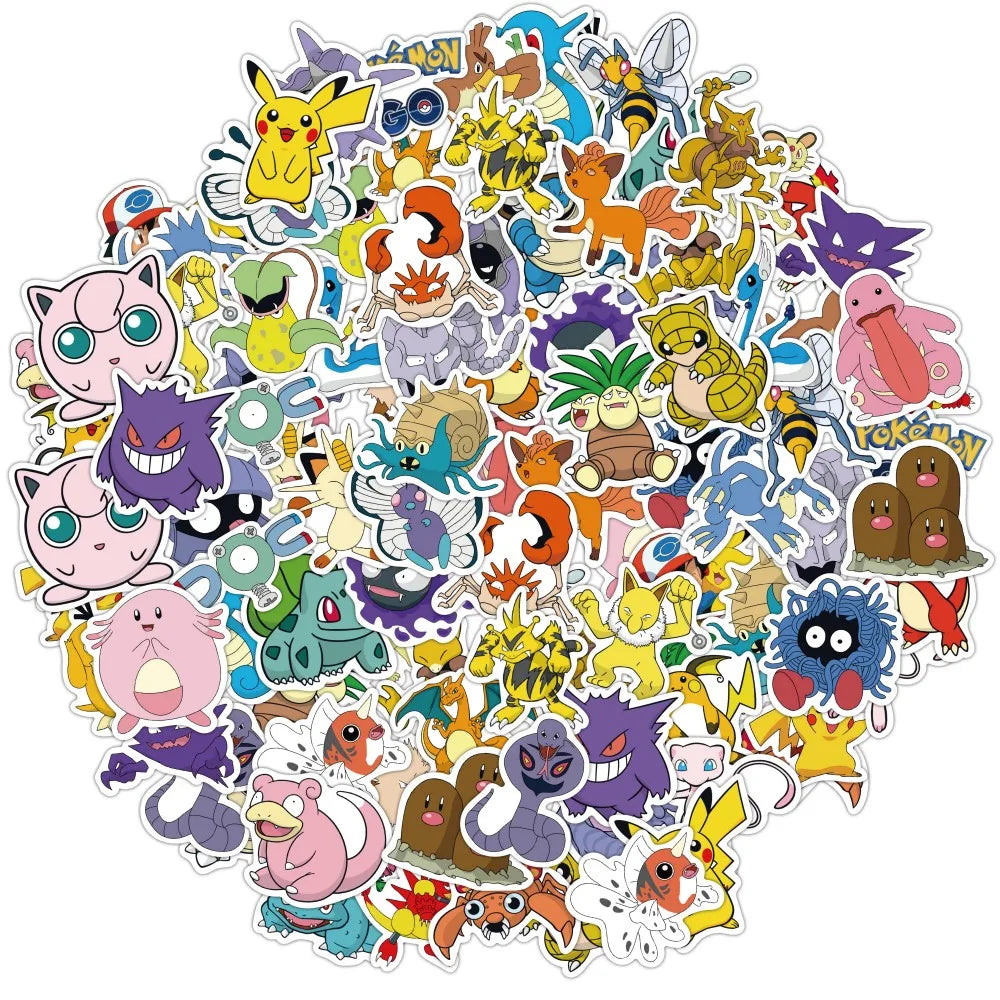 50PCS Anime Pokemon Cute Stickers Graffiti Decoration DIY Skateboard