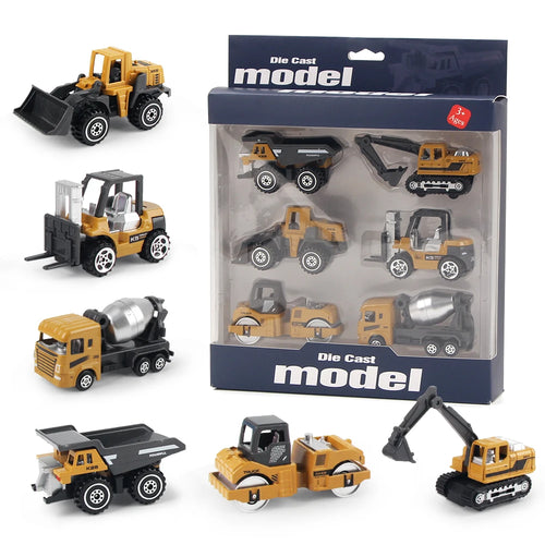 6pcs/set Alloy Engineering Truck Toy Car Classic Construction Model