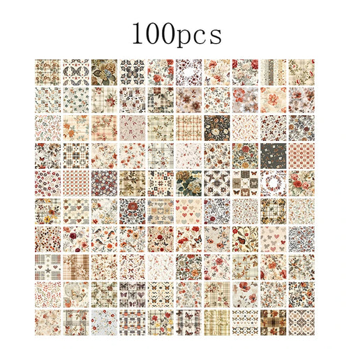 100pcs Vintage Paper Multi Style Deco Retro Stationery Supplies