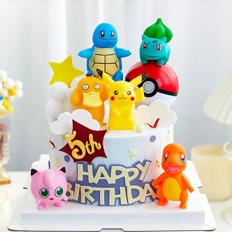 15Pcs/set Pokemon Cake Topper Pikachu Anime Figure Party Happy
