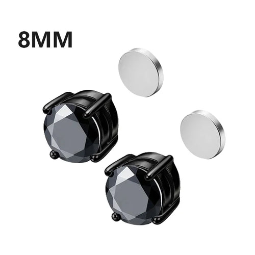 1Pairs Punk Round Zircon Magnetic Ear Stud Clip Earrings Non Piercing