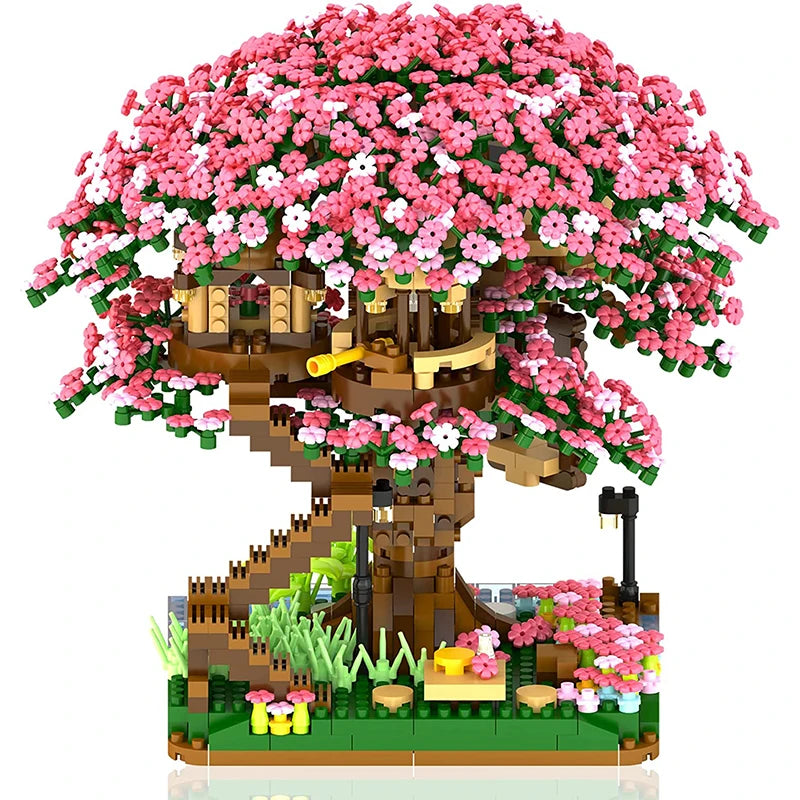 Mini Sakura Tree Building Blocks Set Diy Cherry Blossom Bricks with