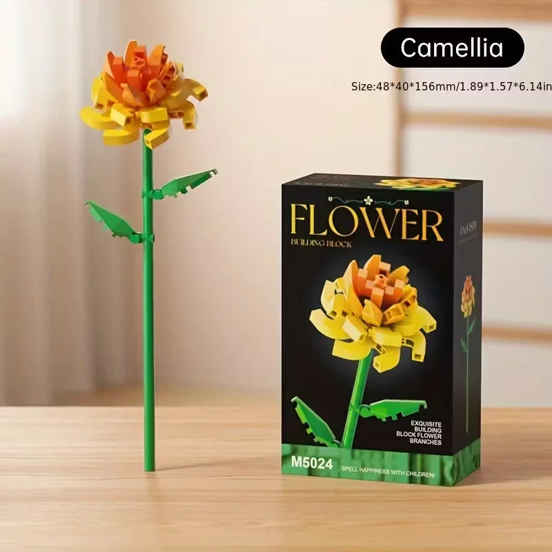 Building block flower set, DIY floral decoration kit, suitable for