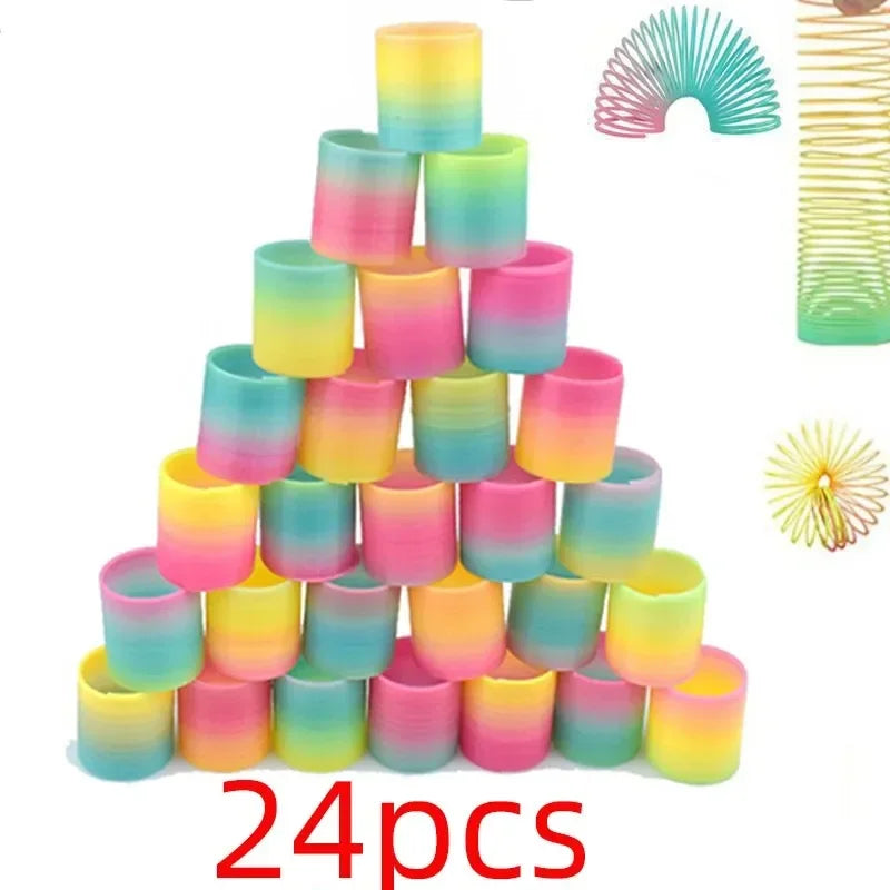 24PCS Rainbow Magic Springs Circle Toys Kids Birthday Party Favors