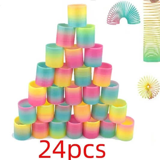 24PCS Rainbow Magic Springs Circle Toys Kids Birthday Party Favors