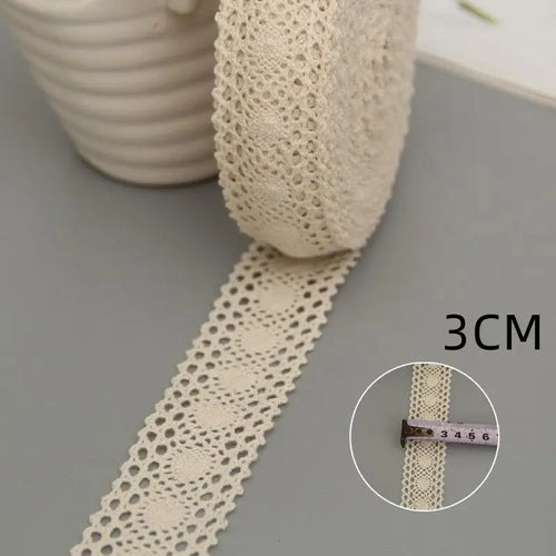 5Yards Cotton Lace Trim Ribbon Beige Sewing Trim Lace Ribbon Crochet