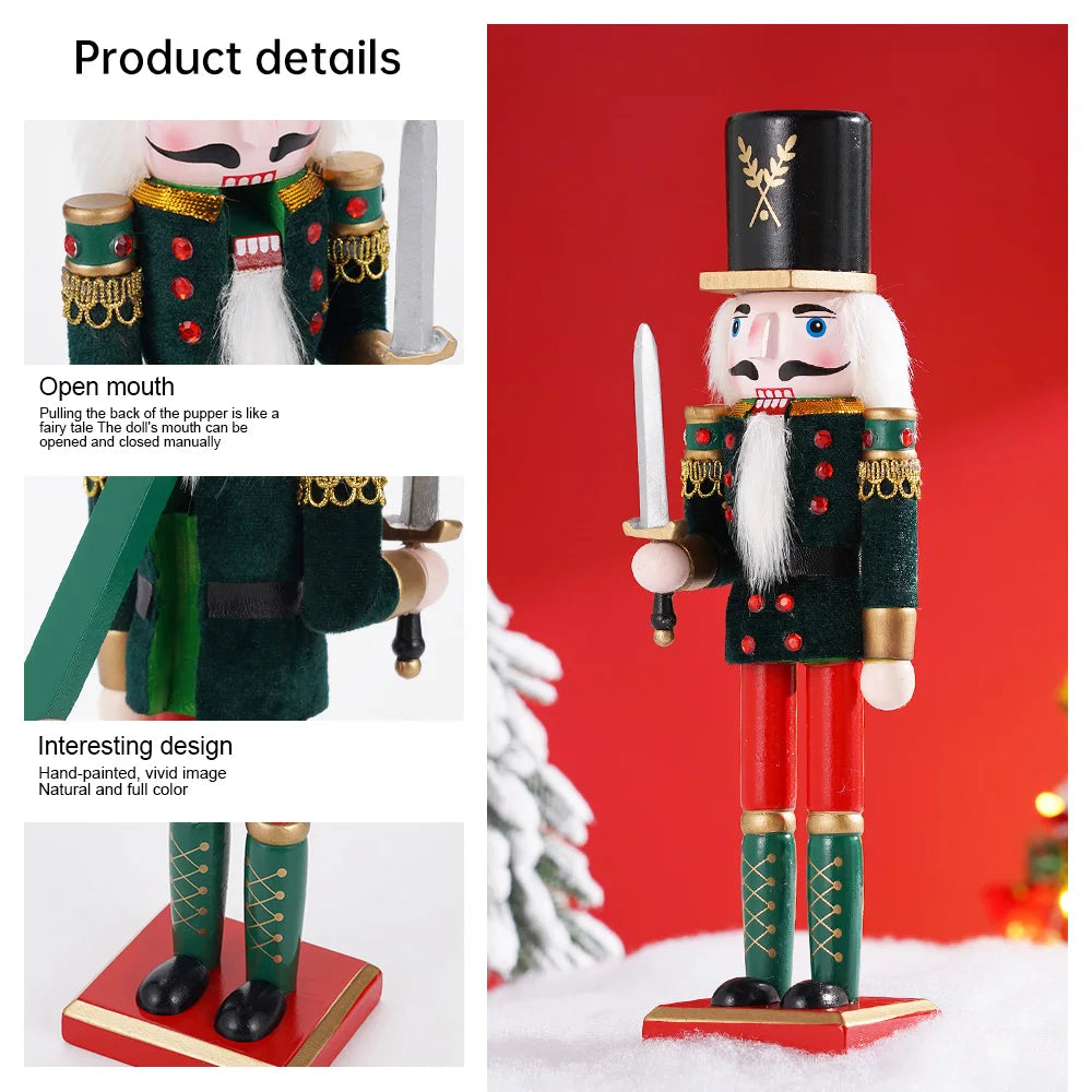 30CM Nutcracker Wooden Soldier Doll Puppet Creative Craft Holiday