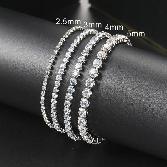 Silver Color 2.5/3/4/5mm Zircon Tennis Bracelet For Women Men Dazzling