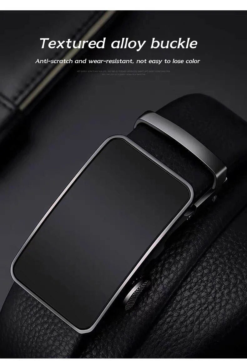 Cowhide belt, men's leather belt, automatic buckle, men's top layer,