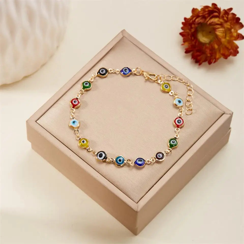 Lucky Turkey Evil Eye Bracelet For Women Men Colorful Red Blue Eye