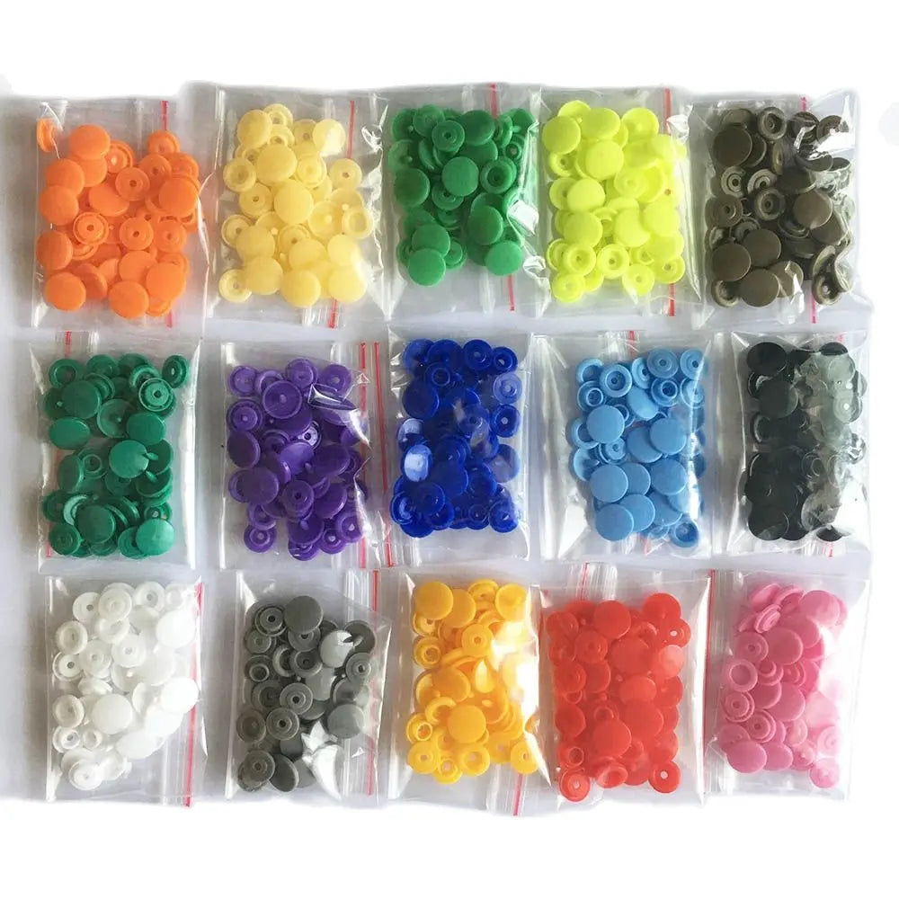50 Sets Round Snaps Buttons For Bib T5 Plastic Press Button Fastener