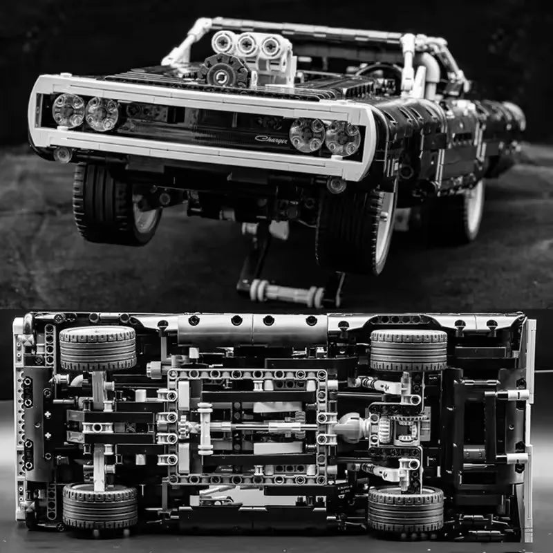 Technical Car Dodged Charger Racing Car Building Blocks Model Movie