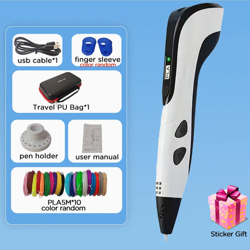2025 Children 3D Printing Pen with LED Screen 100M PLA Power Adapter