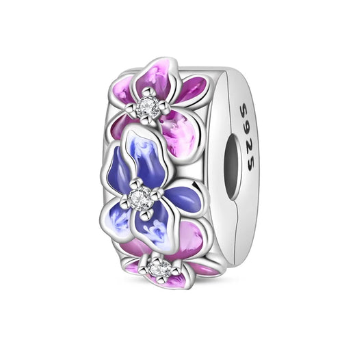 Original 925 Sterling Silver Clip Charm Inlaid Zircon Cat Butterfly