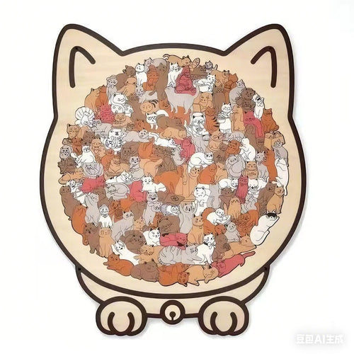 Colored Cat Shaped Wooden Jigsaw Puzzle, Cats Shaped Wooden Puzzle,