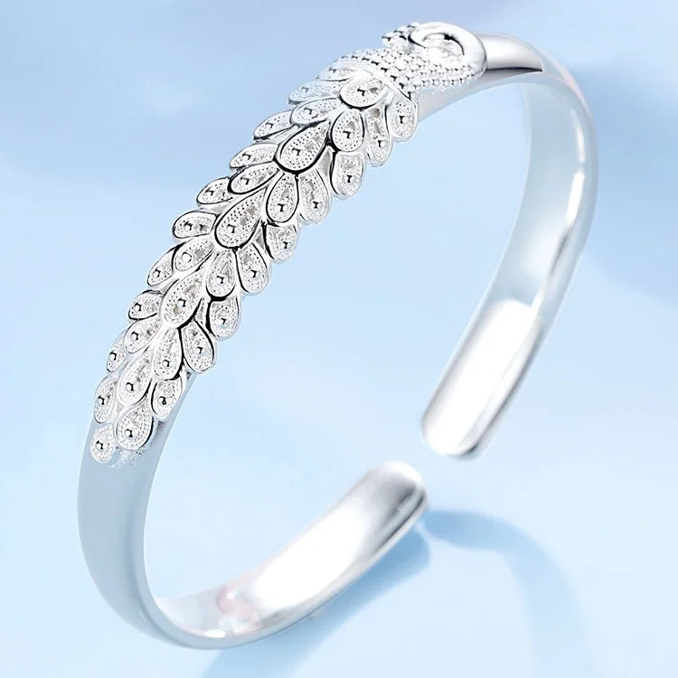 New 925 sterling silver elegant Peacock opening screen bracelet