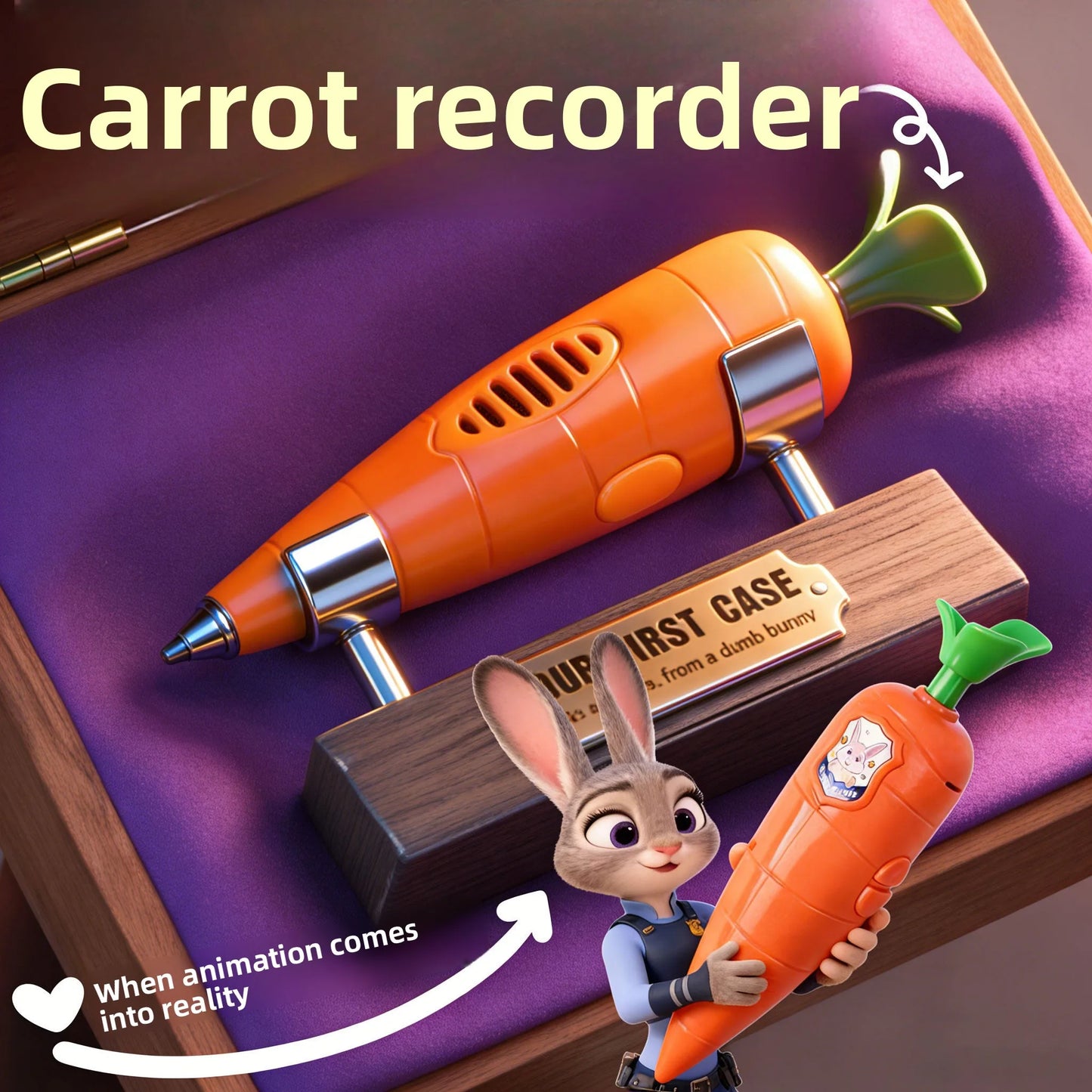 Judy & Nick Carrot Voice Recorder Electronic Sound Toy Can Write