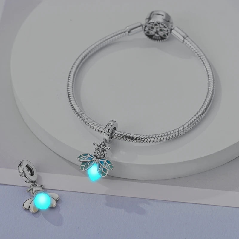 Fit Original 925 Sterling Silver Charms Beads Luminous Firefly Charms