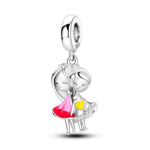 Charms Beads 925 Sterling Silver Tree of Life Peach Heart Sweet Love