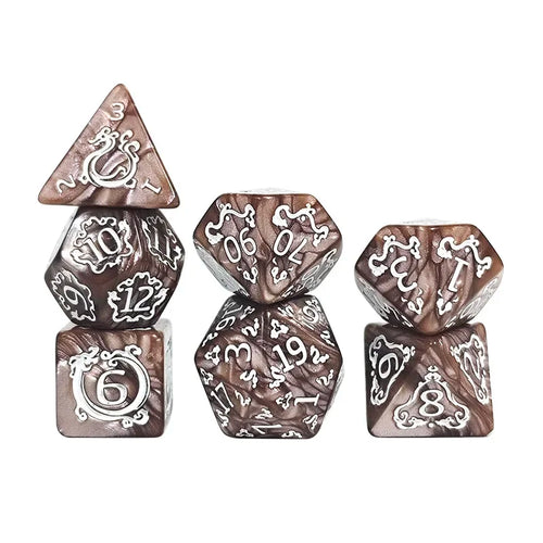 7pcs DND Dice 7Pcs/set Dragon Pattern Polyhedral Dices Role Playing