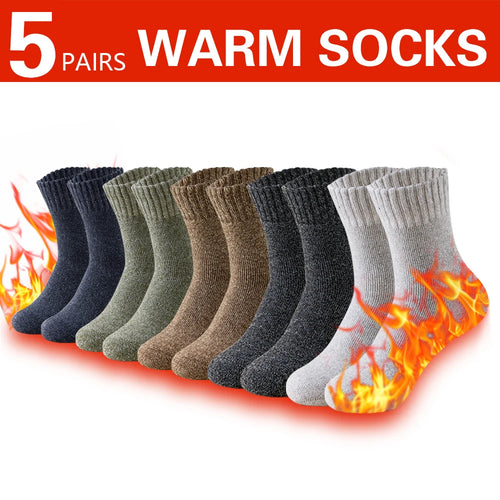 3 Pairs Winter Thick Towel Men's Socks Man's Outdoor Sports Long Socks