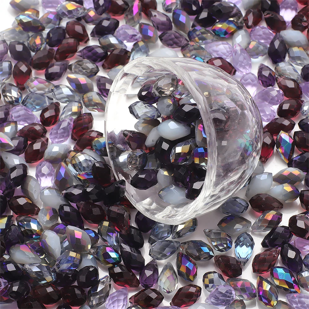 30Pcs/Lot Green Crystal Glass Faceted Teardrop Loose Beads Crafts