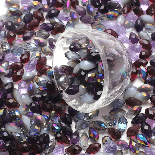 30Pcs/Lot Green Crystal Glass Faceted Teardrop Loose Beads Crafts