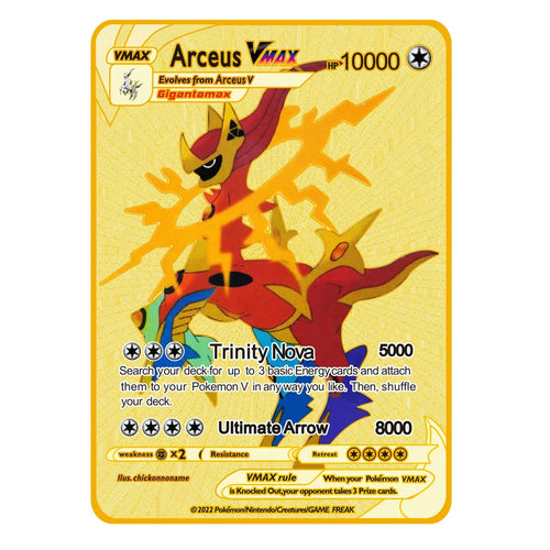 Pokemon Metal Card 10000 Points Arceus Charizard Super Card Golden