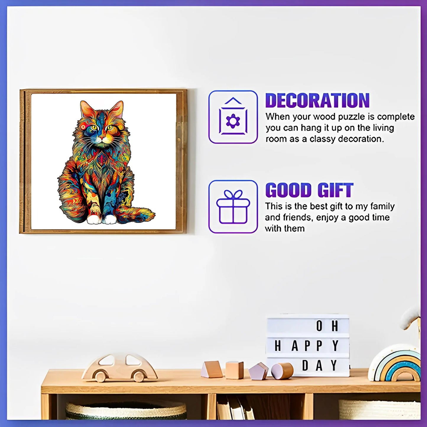 unique Cat Pattern Wooden Puzzle,Irregular Animal Shapes,  Leisure
