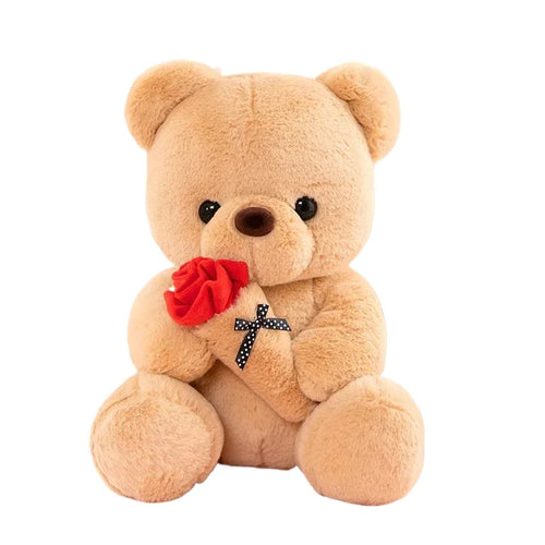 Cute Rose Bear Plush Toy Stuffed Animal Doll Romantic Gift for