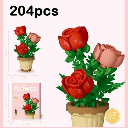 Mini Flowers Building Blocks Simulation Succulent Puzzle for Kid