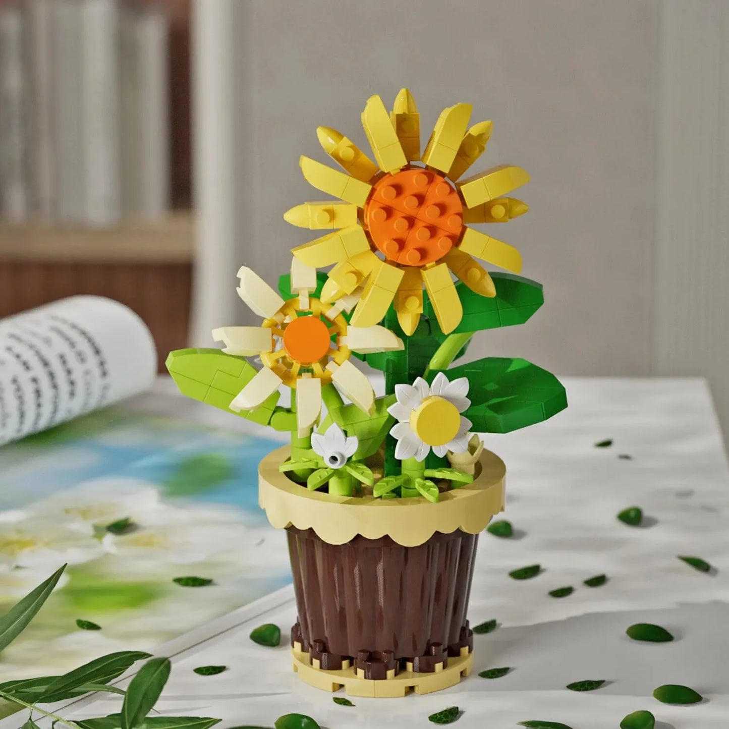 Potted Building Blocks Simulate Succulent Flower Bouquets, Creative