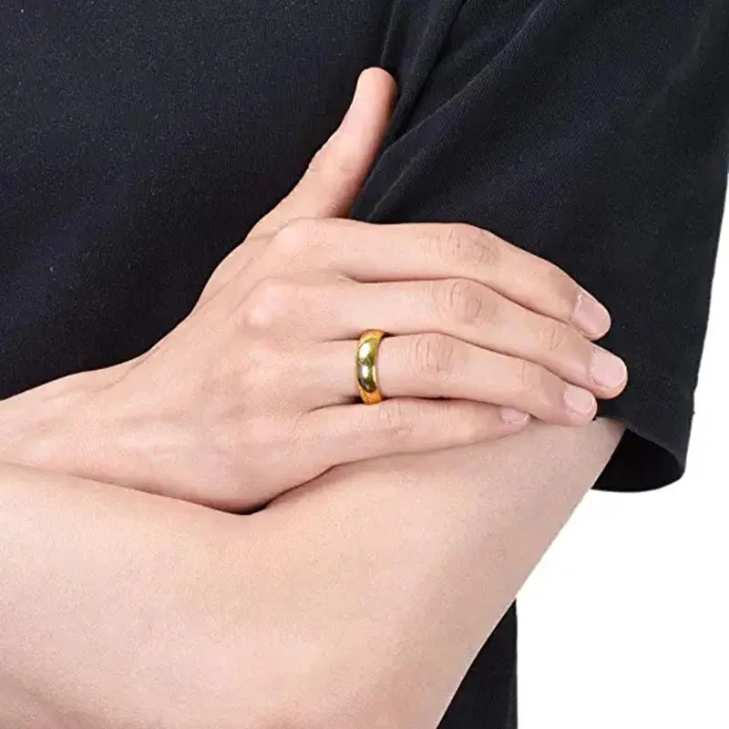 6MM Stainless Steel Laser Engraving Exquisite Couples Wedding Rings,